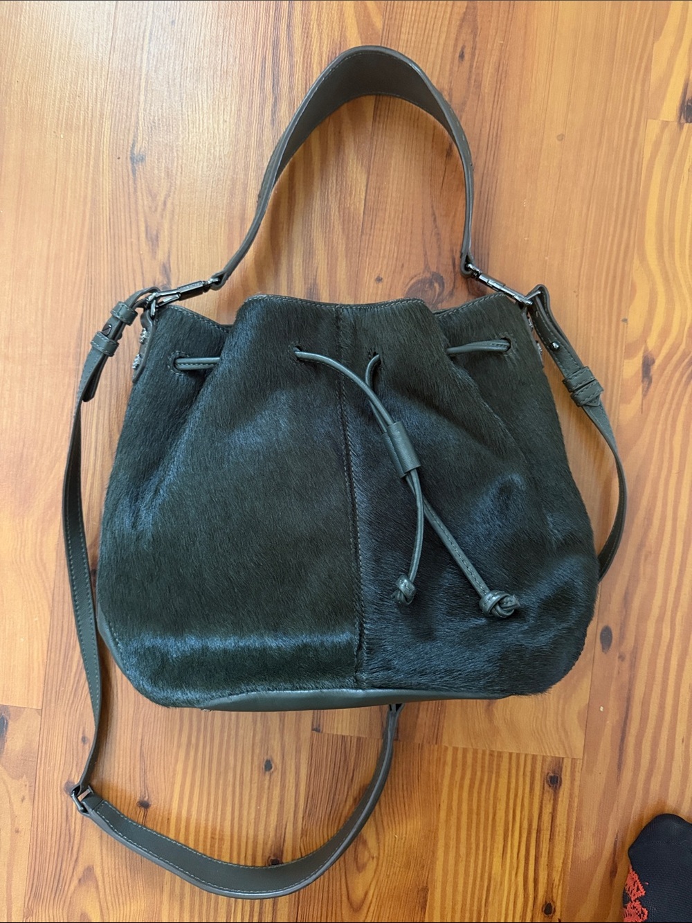 Elizabeth & James Calf Hair Bucket Bag Purse
